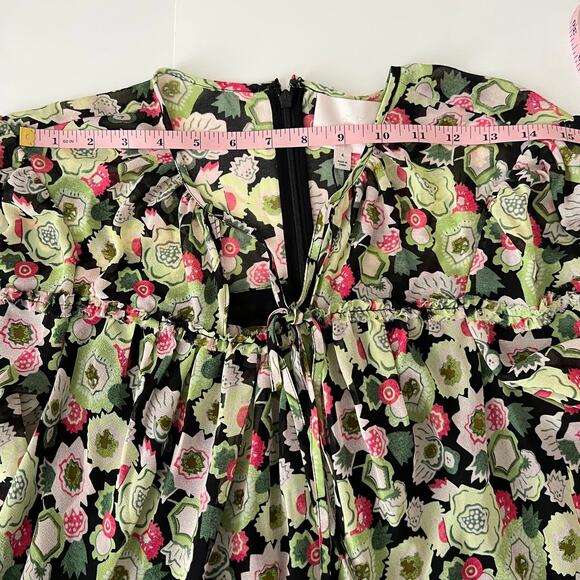 Cinq A Sept Dita Long Sleeve Floral Tiered Mini Dress Prickly Pear Size 4 - Picture 8 of 12